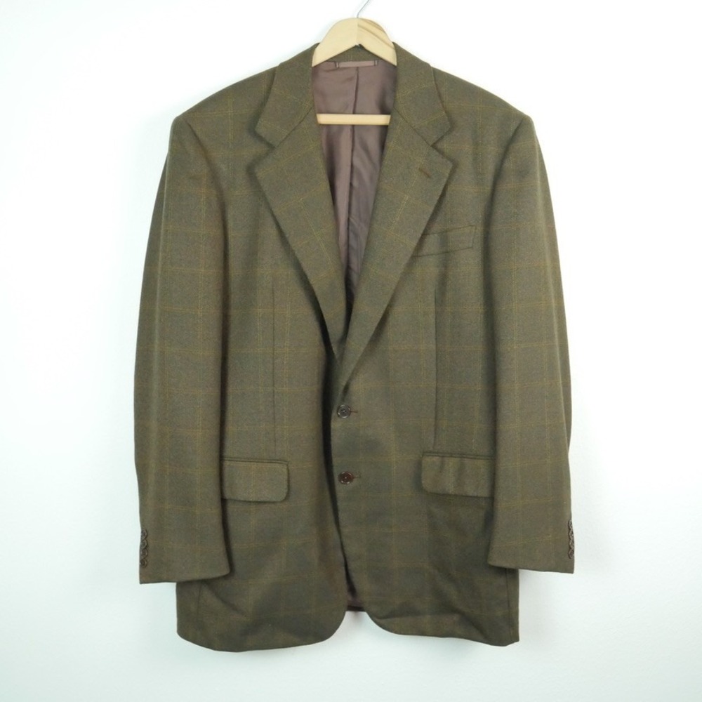 Luciano Barbera Wool Windowpane Plaid Blazer Sport Coat Jacket US 43 Italy 53